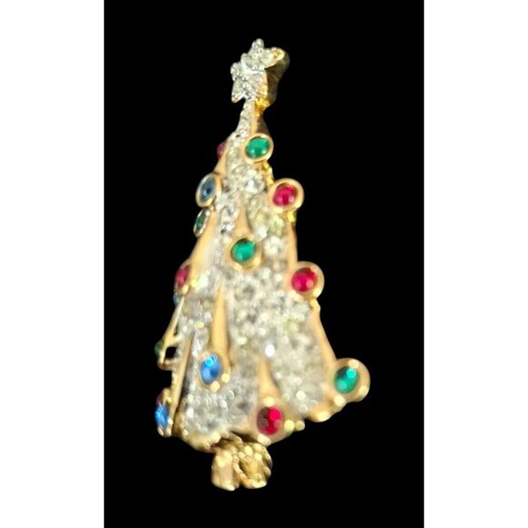 Retired Rare Swarovski Pave Crystal Christmas Tree Pin/Brooch-"Swan" Signed on B - Picture 4 of 8